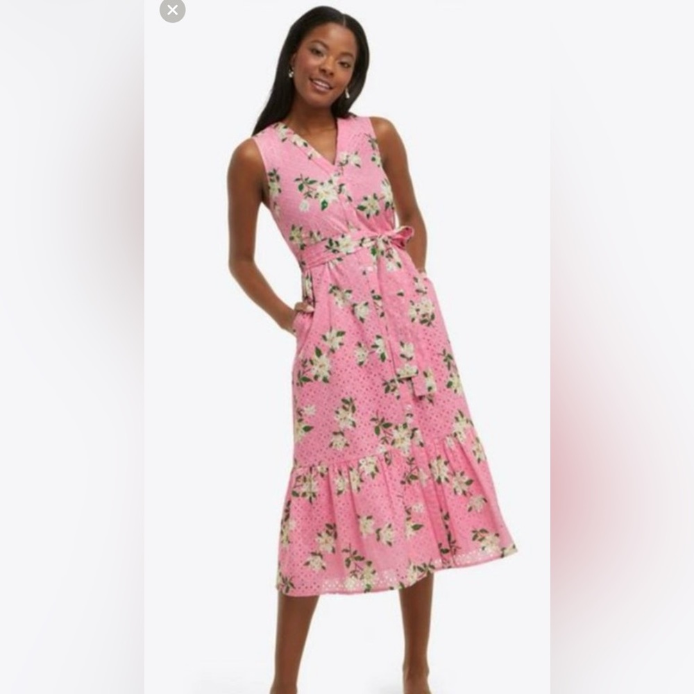 NWOT Draper James Pink Eyelet Magnolia Midi Dress